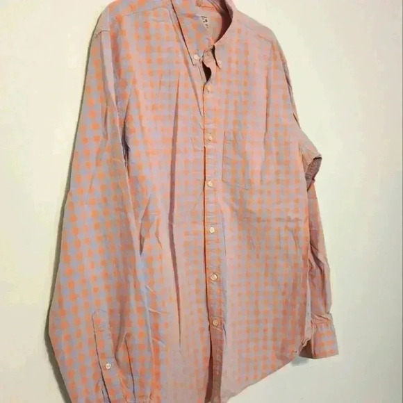 J.Crew Shirt Mens XL Orange Blue Checkered Flannel Button Down - Picture 2 of 5